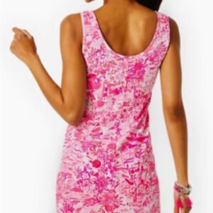 Lilly Pulitzer Peony Pink Seaside Scene Newberri Tank Dress. Size Lg. EUC